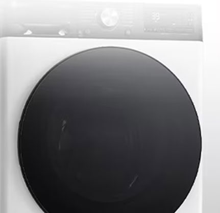 תמונה של מכונת כביסה בה ניתן לראות בבירור את דלת הזכוכית המחוסמת.