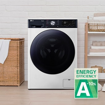 מכונת הכביסה בחדר הכביסה.