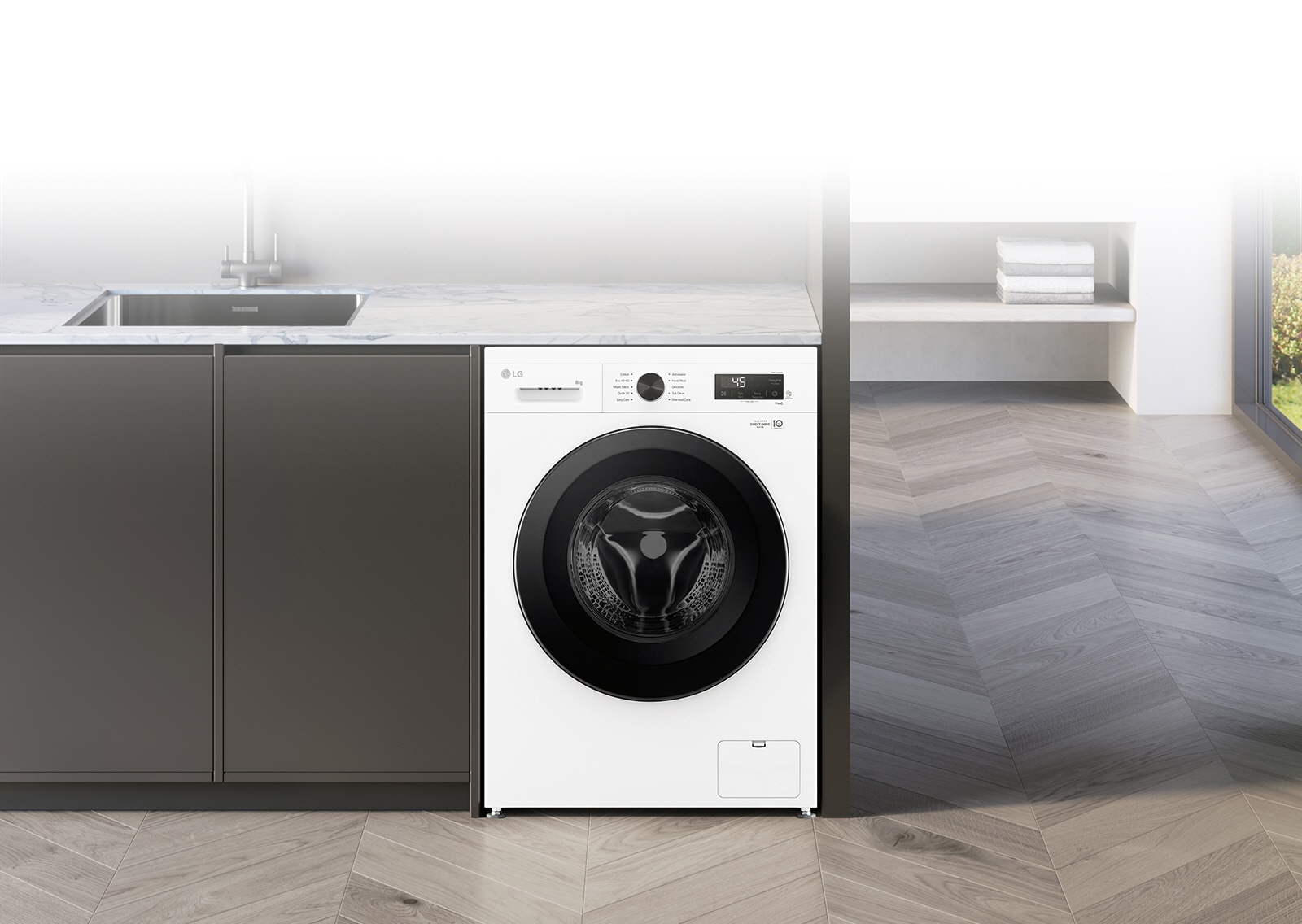 התמונה מציגה את החתך הפנימי של מכונת הכביסה