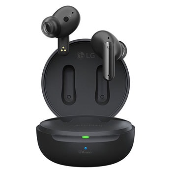 תמונה של אוזניות מרחפות מעל נרתיק פתוח.1