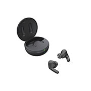 LG TONE Free FP8 - אוזניות UVnano עם True Wireless Bluetooth ועם פונקציית ביטול רעשים פעיל משופר, הנרתיק פתוח בזווית צדדית של 15 מעלות, ושתי האוזניות מונחות מולו., TONE-FP8, thumbnail 12