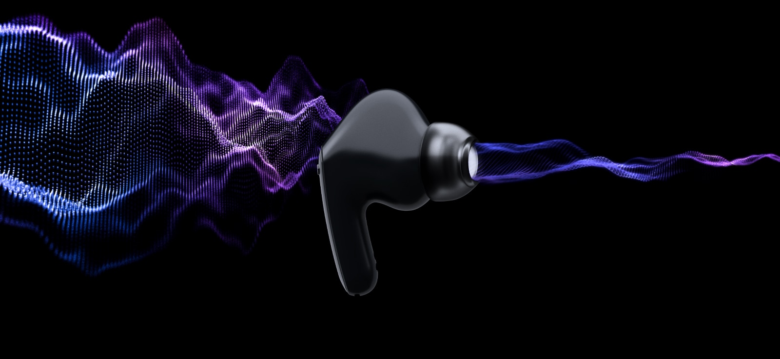 תמונה עם גרפיקה המדמה רעש מצד שמאל של אוזניות TONE Free ותמונה עם גרפיקה המדמה את הפחתת הרעש מצד ימין.