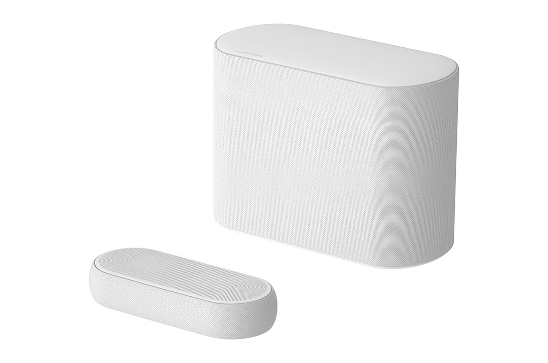 LG מקרן קול QP5W מבית LG, מבט אלכסוני על סאונד-בר וסאב וופר, QP5W, thumbnail 2