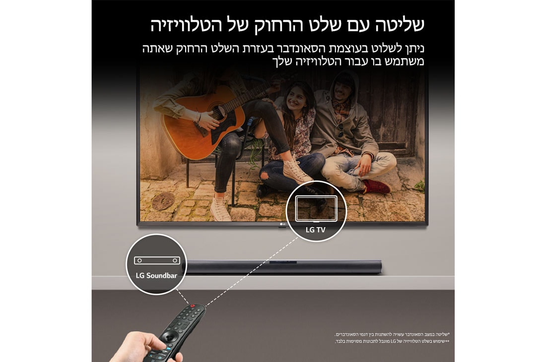 LG SQC1, מקרן קול חכם 160W עם 2.1 ערוצים וסאב-וופר עוצמתי אלחוטי. השלם את חוויית הצפייה עם מקרן קול קומפקטי ואיכותי המתאים לטלוויזיה בכל גודל., Works-with-LG-TV-Remote-Control, SQC1, thumbnail 16