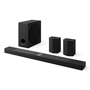LG מערכת קולנוע ביתית LG Home Theater Soundbar עם 9.1.5 ערוצים, צליל סראונד ורמקולים אחוריים מדגם S95TR, מבט קדמי על ה-Soundbar, סאב-וופר ורמקולים אחוריים, S95TR, thumbnail 1