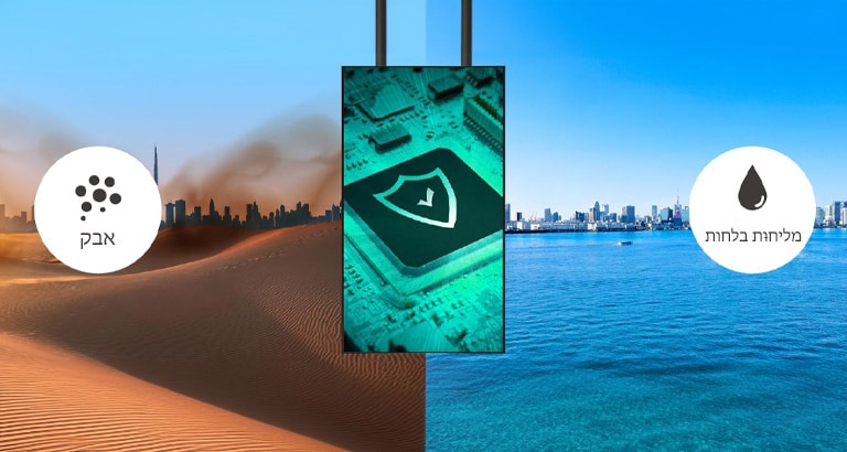 לצג XS4P יש ציפוי אדפטיבי שהופך אותו לעמיד בפני אבק ומליחות הנמצאת בלחות.