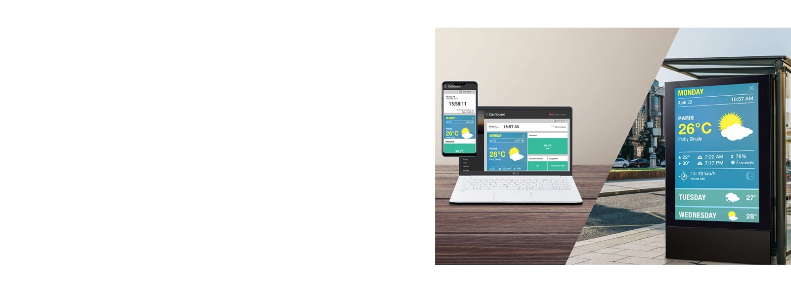 המשתמש יכול לנטר ולשלוט בצגים שלו באמצעות הטלפון הנייד והמחשב הנייד.