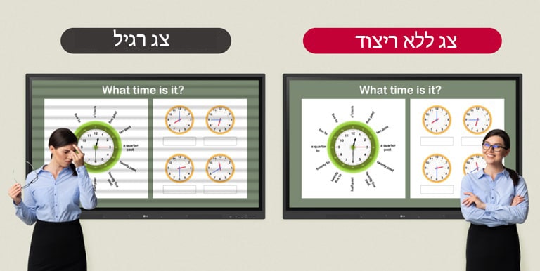 הודות לפונקציה ללא הבהוב של ה-LG CreateBoard, גם אם אתם מסתכלים זמן ממושך על המסך, תוכלו להשתמש במכשיר בצורה נוחה יותר.