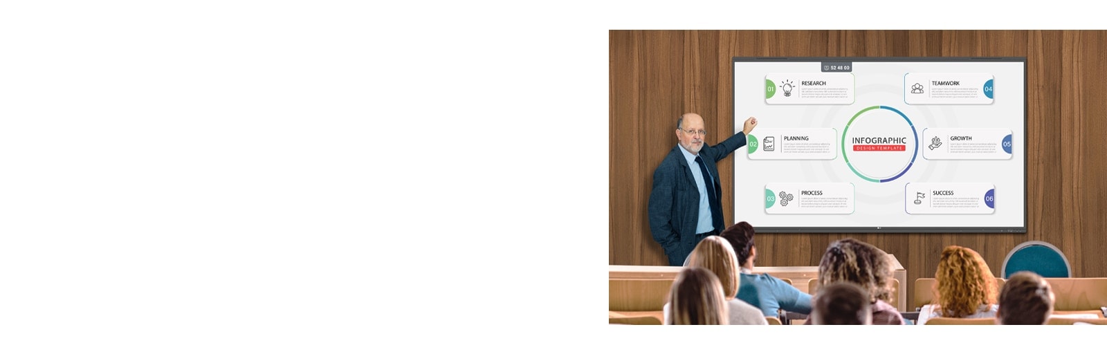 המרצה משתמש בתכונת אזהרת הערנות של TR3DK-BM כדי למשוך את תשומת לב התלמידים.