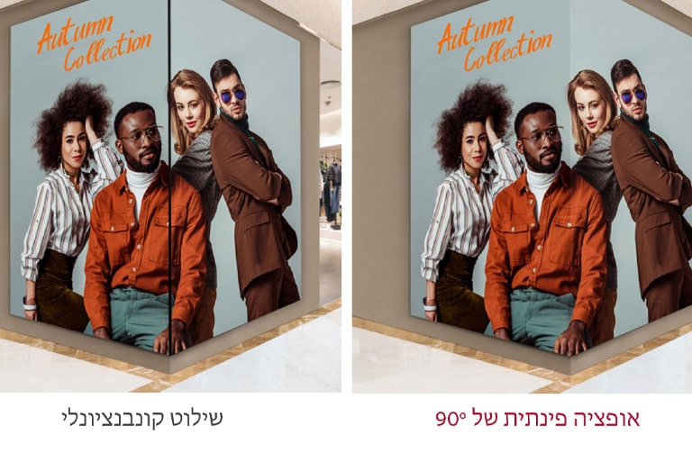 אפשרות התקנהפינתית  90º זמינה