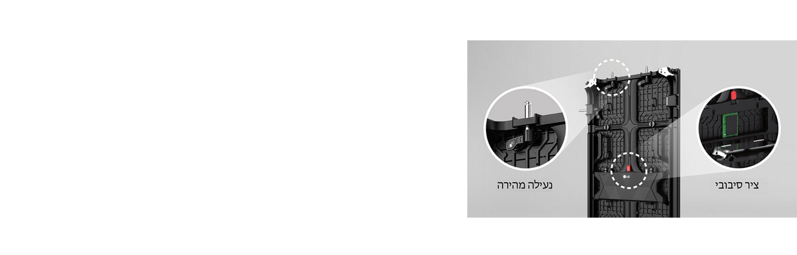 תצוגה מוגדלת של "נעילה מהירה" ושל "ציר סיבובי" בגב התא.