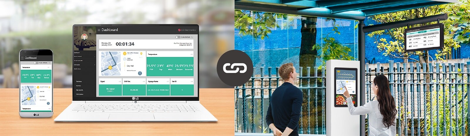 המשתמש יכול לנטר ולשלוט בצגים שלו באמצעות הטלפון הנייד והמחשב הנייד.