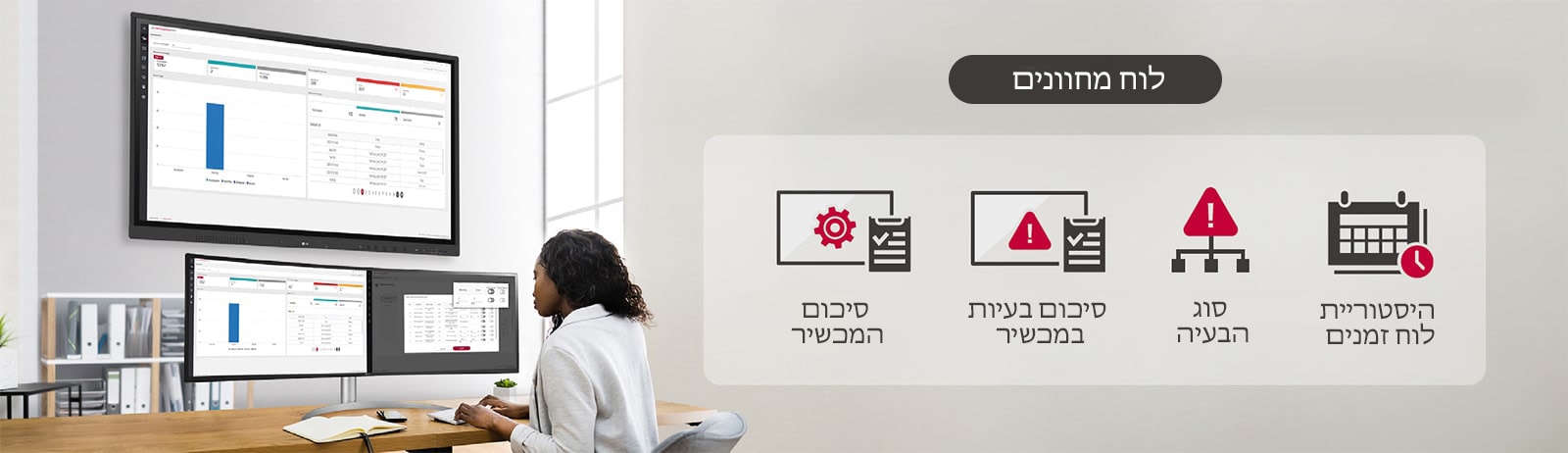 מנהל מערכות מידע מנהל/מבקר את מצב ה-LG ConnectedCare באמצעות LG ConnectedCare DMS.