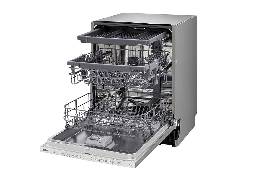 LG DBC513TS, מבט מצד שמאל (ללא כלים, דלת פתוחה למחצה) מותקן במטבח האפור, DBC513TS, thumbnail 8