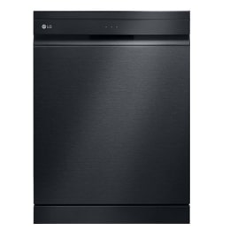 מבט קדמי של מדיח הכלים רצפתיQuadWash™‎ בגודל 60 ס"מ עם טכנולוגיית TrueSteam™‎ ומערכת Easy Rack™ Plus. ({Sales Model Code})2