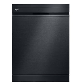 מבט קדמי של מדיח הכלים רצפתיQuadWash™‎ בגודל 60 ס"מ עם טכנולוגיית TrueSteam™‎ ומערכת Easy Rack™ Plus. ({Sales Model Code})1