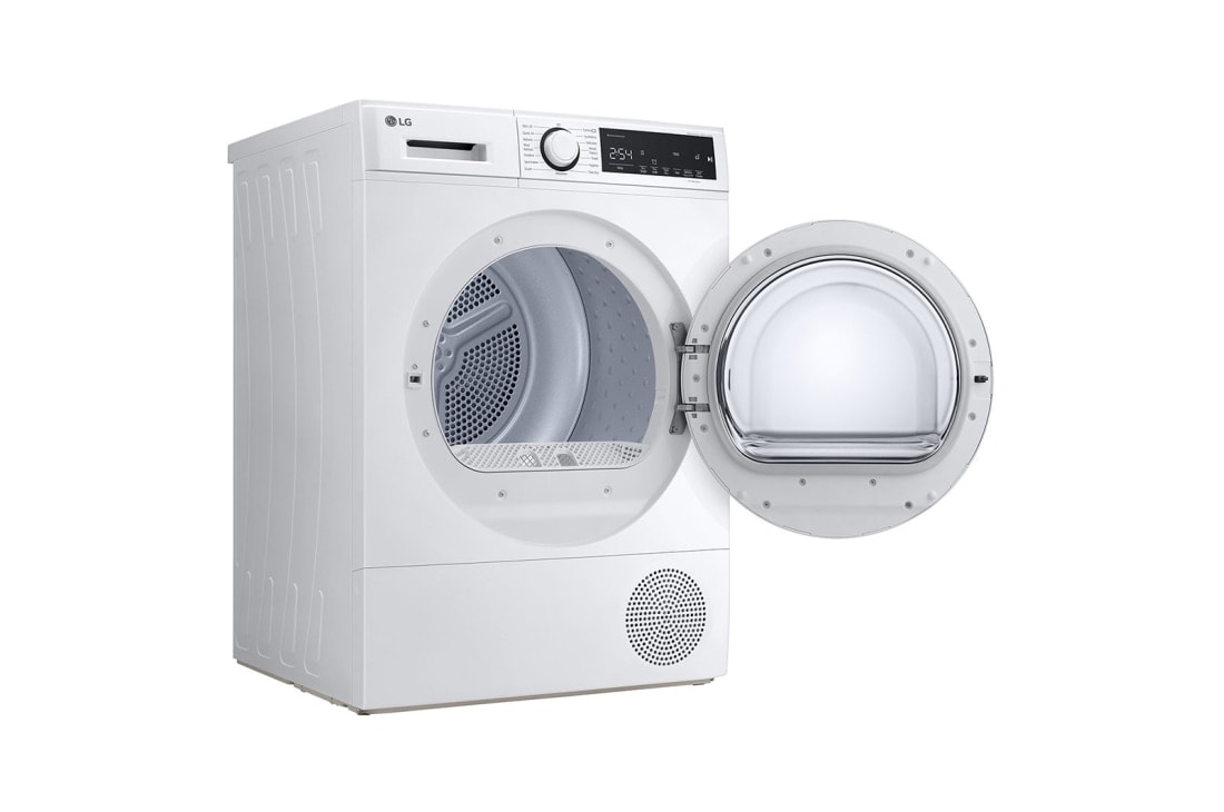 LG מייבש כביסה 8 קילו עם משאבת חום מבית LG, מבט מימין כשהדלת פתוחה, DR08HP, thumbnail 13