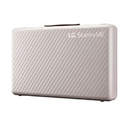 LG 2023 LG StanbyME GO - מסך מגע חכם נייד 27 אינץ' הניתן לנשיאה בעל סוללה לשלוש שעות, מבט צד על המוצר מזווית של 45 מעלות, מראה את הלוגו, 27LX5QKNA, thumbnail 3