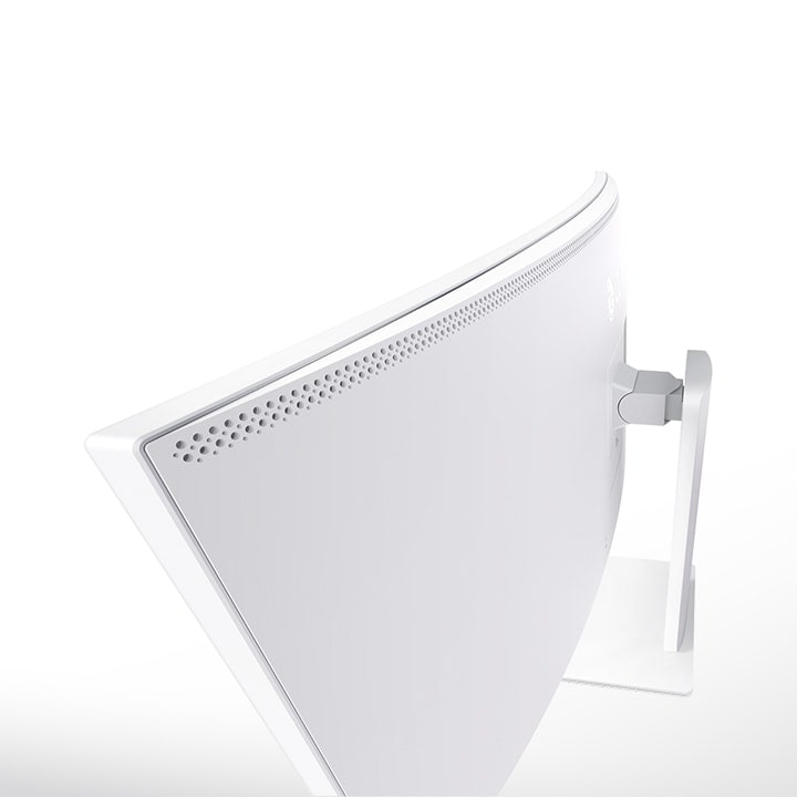 Side view of UltraFine monitor in a white background	