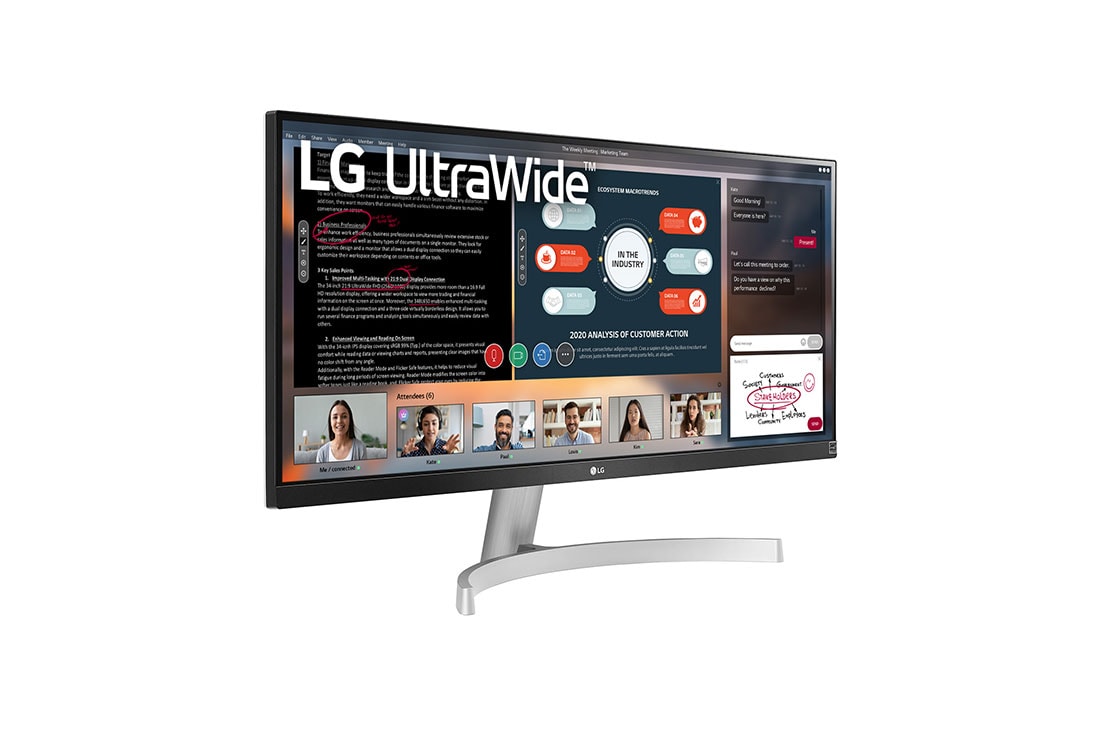 LG מסך ''29 UltraWide® Full HD (2560x1080)  IPS תומך ™HDR10 / FreeSync   ביחס 21:9, פרספקטיבה, 29WN600-W, thumbnail 4