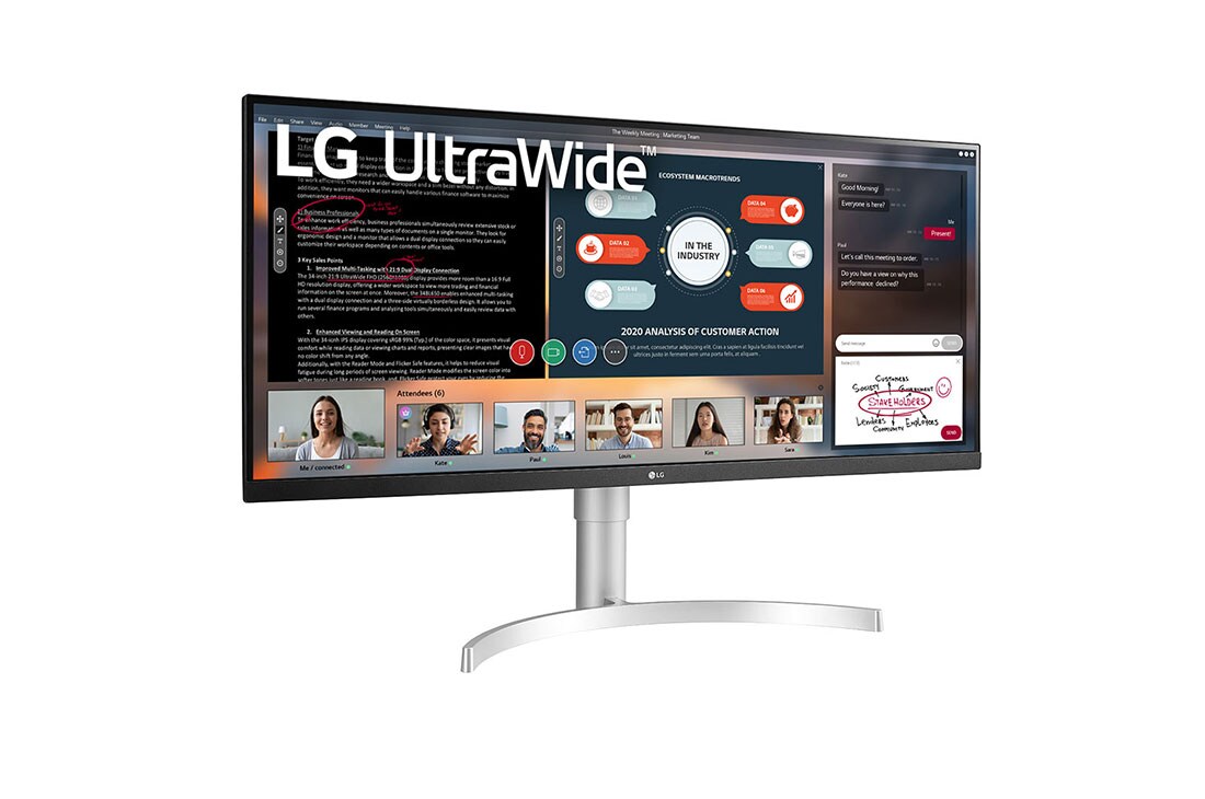 LG מסך ''34 FHD (2560x1080)IPS תומך FreeSync™ / HDR10 / VESA Display HDR400 ביחס 21:9, מבט צד בזווית 15 מעלות, 34WN650-W, thumbnail 3