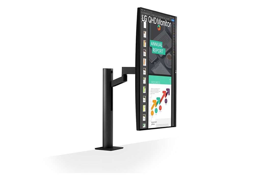 LG מסך ''27 Ergo QHD IPS עם ™USB Type-C תומך ב FreeSync™ / HDR10 ביחס 16:9, מבט צד מלמעלה, 27QN880-B, thumbnail 4