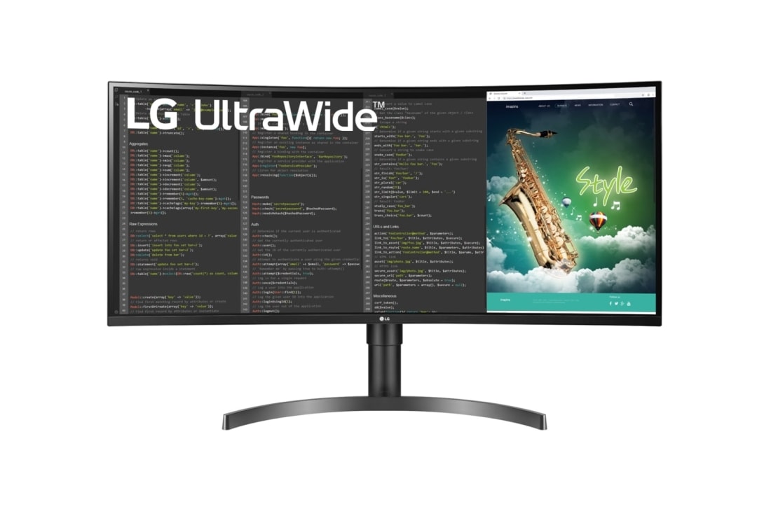 LG מסך ''35 קעור UltraWide® QHD 100 Hz (GtG) תומך ™HDR10 / FreeSync ביחס 21:9, מבט קדמי, 35BN75C-B