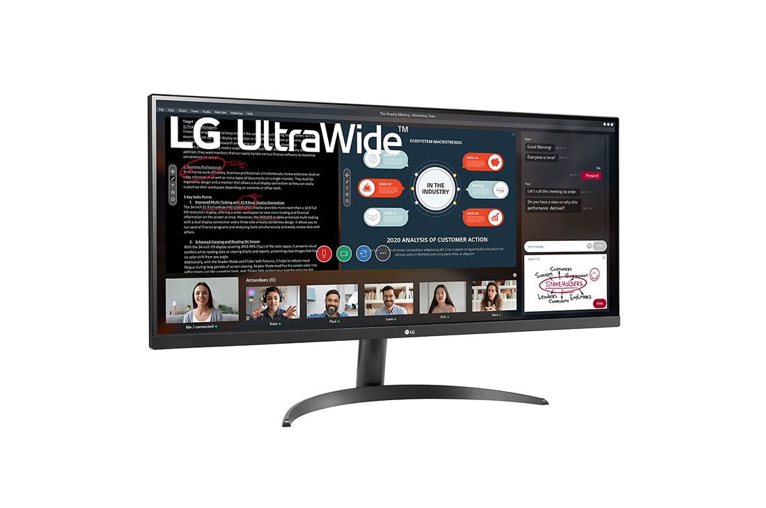 LG מסך ''34 UltraWide™ IPS WFHD ב FreeSync™ / HDR10 ביחס 21:9, +15 degree side view, 34WP500-B, thumbnail 3