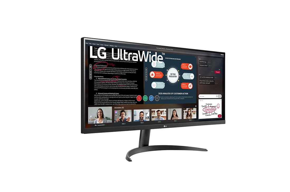 LG מסך ''34 UltraWide™ IPS WFHD ב FreeSync™ / HDR10 ביחס 21:9, +30 degree side view, 34WP500-B, thumbnail 4