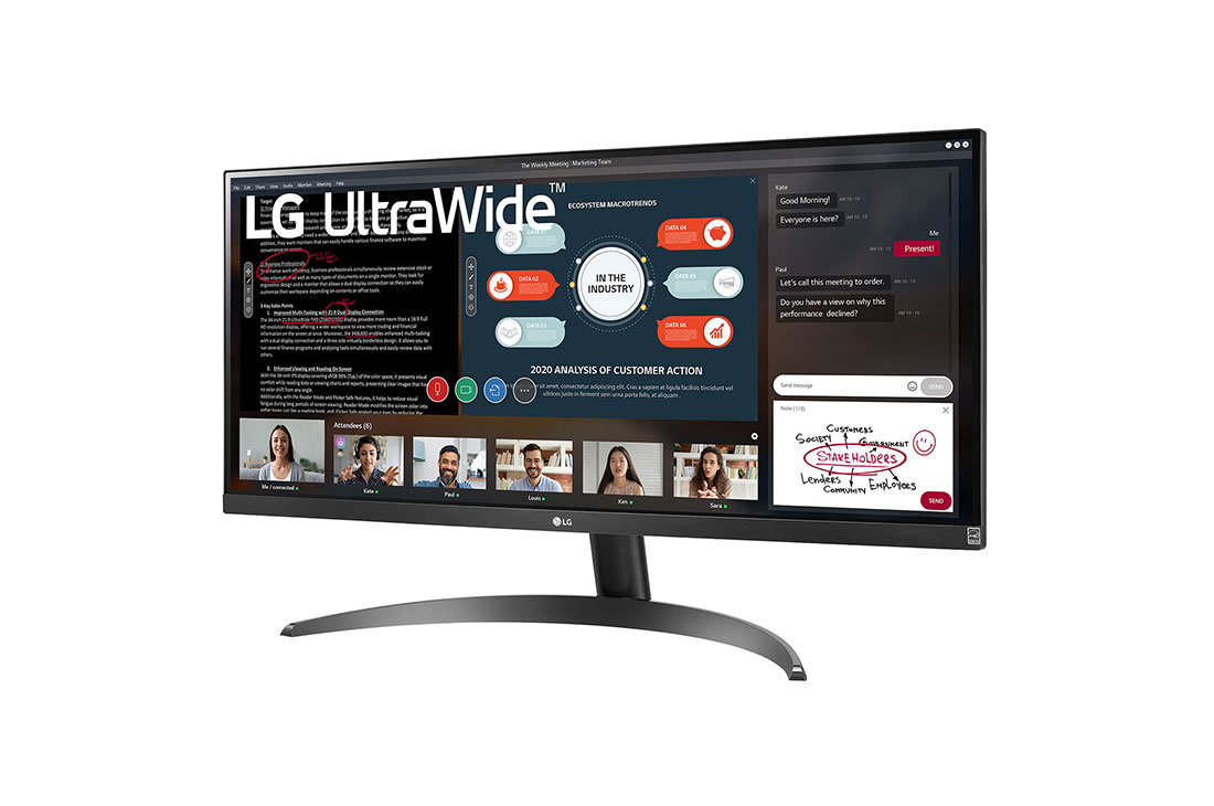 LG מסך ''29 UltraWide™ IPS WFHD תומך FreeSync™ / HDR10 ביחס 21:9, -15 degree side view, 29WP500-B, thumbnail 2