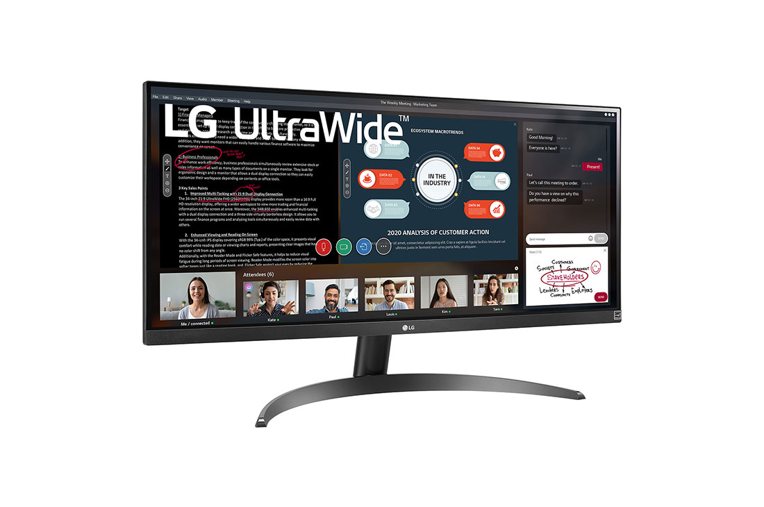 LG מסך ''29 UltraWide™ IPS WFHD תומך FreeSync™ / HDR10 ביחס 21:9, +15 degree side view, 29WP500-B, thumbnail 3