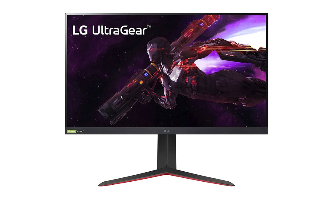 LG מסך ''32 גיימינג UltraGear™ QHD IPS 165Hz 1ms (GtG)  תומך ®HDR 400 / G-Sync ביחס 16:9, מבט קדמי, 32GP750-B