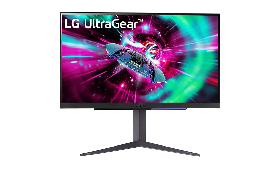 LG מסך ''27 גיימינג UltraGear™ UHD IPS 144Hz 1ms (GtG) תומך ®HDR 400 / G-Sync ביחס 16:9, מבט קדמי, 27GR93U-B