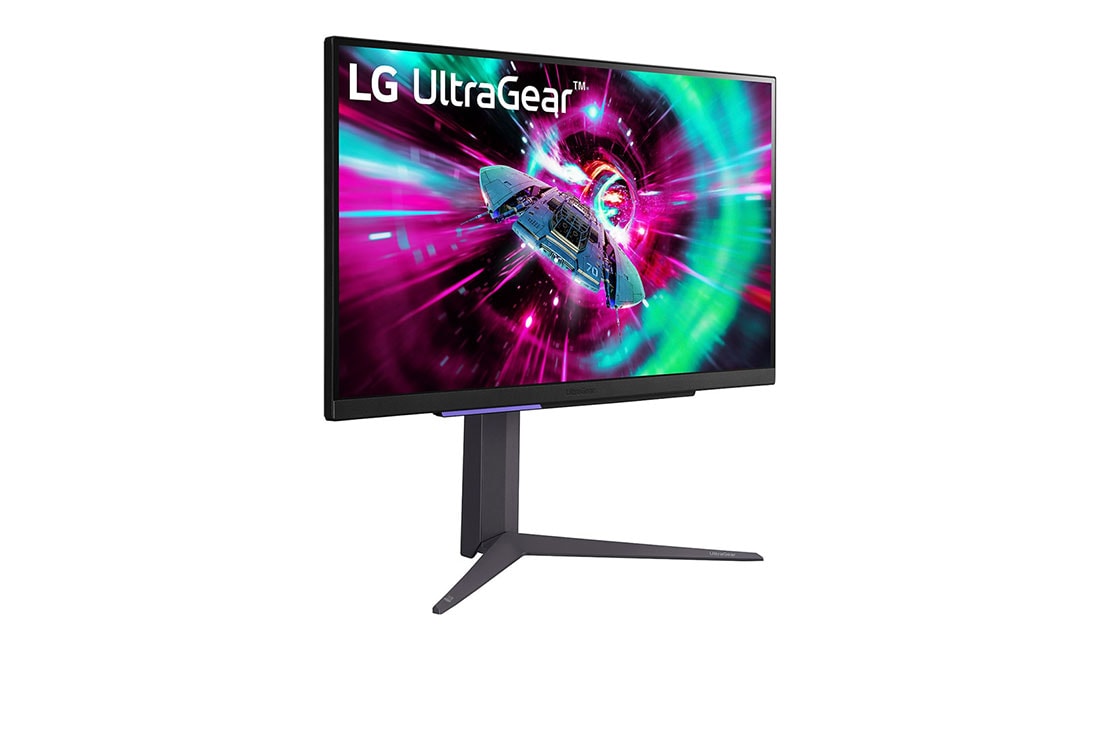 LG מסך ''27 גיימינג UltraGear™ UHD IPS 144Hz 1ms (GtG) תומך ®HDR 400 / G-Sync ביחס 16:9, מבט בפרספקטיבה, 27GR93U-B, thumbnail 4