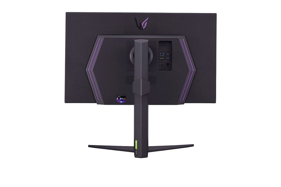 LG מסך ''27 גיימינג UltraGear™ UHD IPS 144Hz 1ms (GtG) תומך ®HDR 400 / G-Sync ביחס 16:9, מבט אחורי כשהתאורה פועלת, 27GR93U-B, thumbnail 8