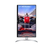 LG מסך ''27 UHD 4K 144Hz VA עם ™USB Type-C  תומך<br>™VESA DisplayHDR™ 400  / FreeSync  ביחס 16:9, מבט קדמי כאשר המסך מצוּדד 90 מעלות לתצוגת פורטרט, 27UQ750-W, thumbnail 10