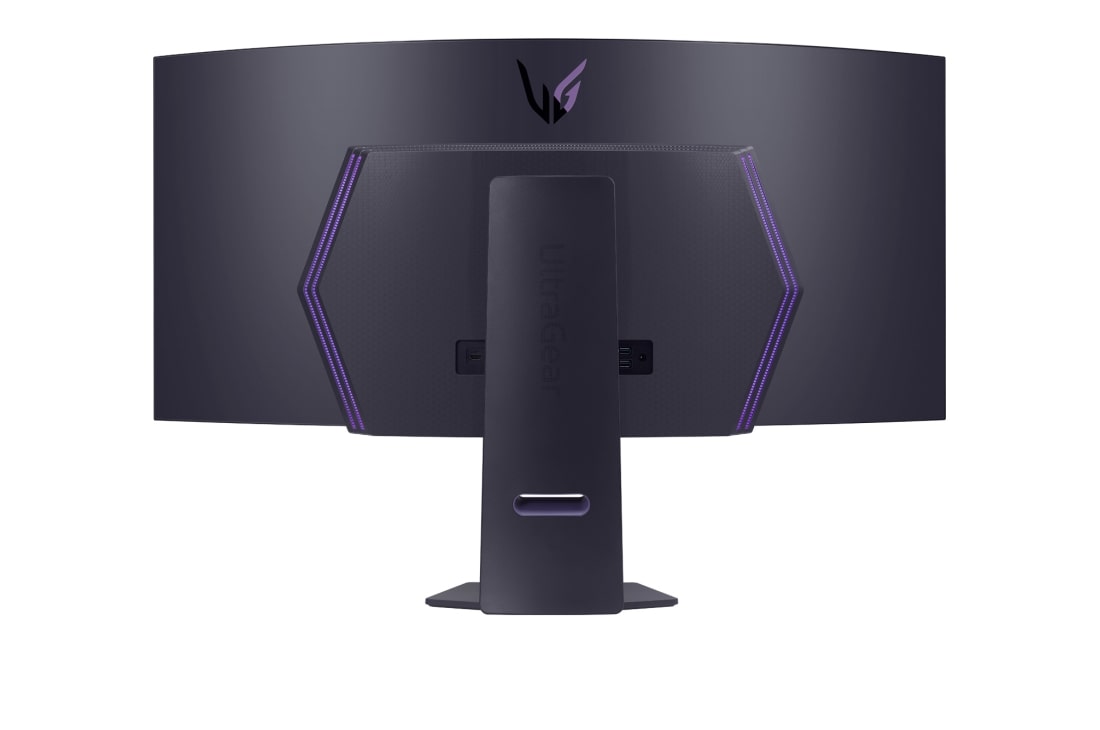LG מסך ''45 גיימינג קעור UltraGear™ WQHD OLED 240Hz 0.03ms תומך ®HDR400 True Black / G-Sync ביחס 21:9, מבט אחורי כשהתאורה פועלת, 45GS95QE-B, thumbnail 8