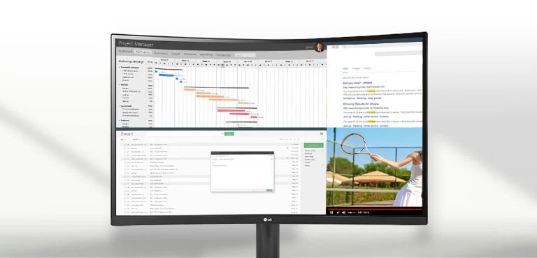 ההנפשה ממחישה שניתן לראות על המסך יותר תכנים בבת אחת הודות לתצוגה ביחס גובה-רוחב 21:9.