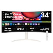 LG צג LG MyView Smart בגודל 34 אינץ' ביחס 21:9 WQHD UltraWide קעור (3440x1440) עם webOS, מבט קדמי עם שלט רחוק, 34SR65QC-W, thumbnail 1