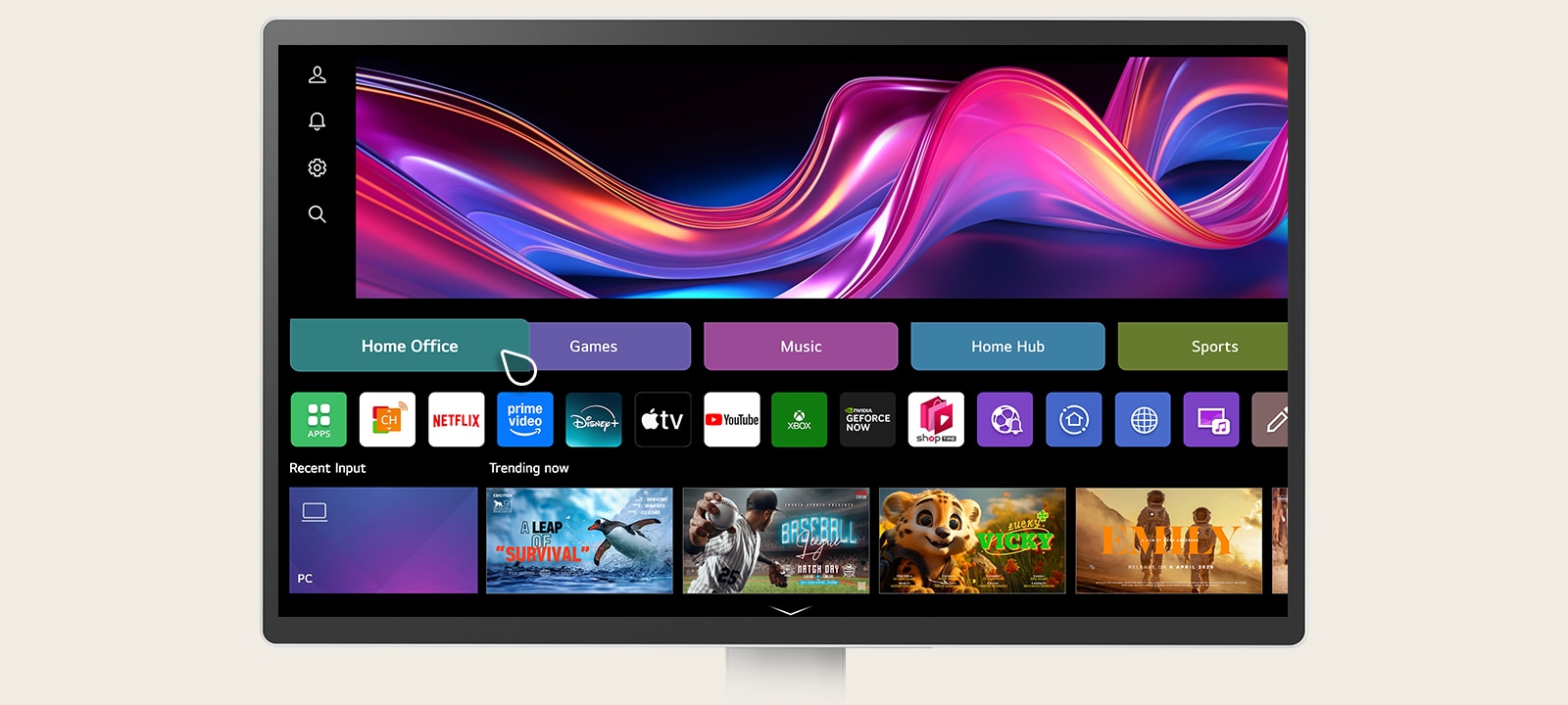 webOS מאפשר גישה מרחוק למחשב הנייד ול-Cloud PC באמצעות Remote PC. פונקציה זו מאפשרת להשתמש בשירותי משרד ביתי שונים, כולל שיחות וידאו ויישומים מבוססי ענן – הכל ללא צורך במחשב נייד.