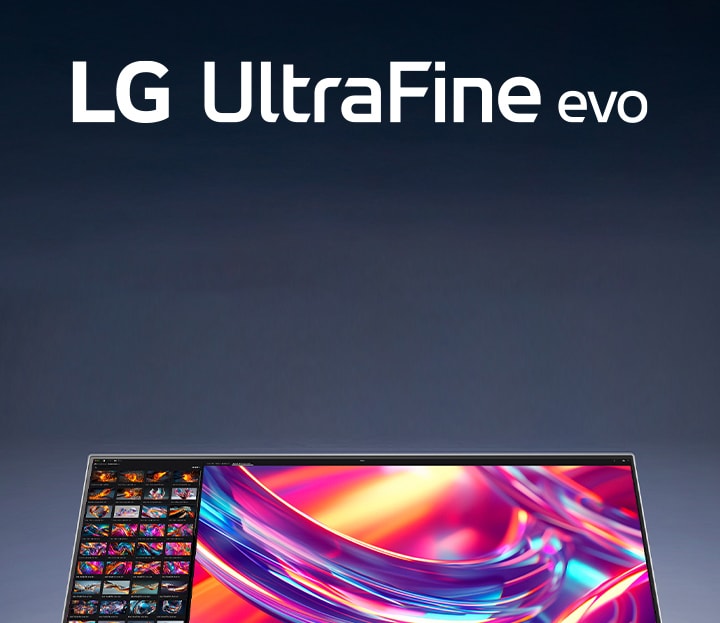 תמונת מוצר של LG UltraFine™ evo 32U990A עם הלוגו שלה ולוגואי הפרסים מתחת
