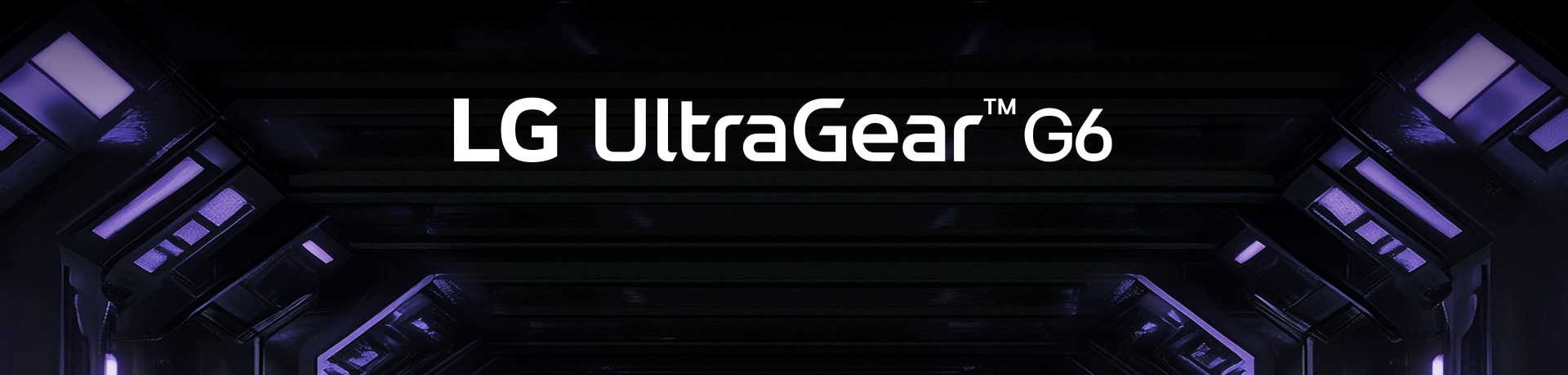לוגו UltraGear™ G6 בחדר עתידני עם תאורה ניאון.