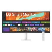 LG צג LG SMART Monitor WQHD קעור בגודל 34 אינץ' לסטרימינג של 34U601SA עם webOS, מבט קדמי עם שלט רחוק, 34U601SA-W, thumbnail 1