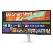 LG צג LG SMART Monitor WQHD קעור בגודל 34 אינץ' לסטרימינג של 34U601SA עם webOS, מבט צד בזווית °‏15- מעלות, 34U601SA-W, thumbnail 2