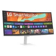 LG צג LG SMART Monitor WQHD קעור בגודל 34 אינץ' לסטרימינג של 34U601SA עם webOS, מבט קדמי מצד שמאלי, 34U601SA-W, thumbnail 4