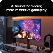 LG מסך גיימינג 27'' LG UltraGear evo GM9 Hyper Mini LED 5K , מבט בזווית על הצג המציג צליל משופר באמצעות AI עם שמע משחק ברור וסוחף יותר, 27GM950B-B, thumbnail 15
