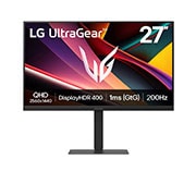 LG מסך גיימינג LG UltraGear™ 27'' G6 QHD,‏ 200Hz, AMD FreeSync™ Premium , צג גיימינג LG LG UltraGear™ G6 QHD,‏ 200Hz,‏ 1ms,‏ HDR ‏400,‏ AMD FreeSync™ Premium בגודל 27 אינץ', מבט מלפנים, 27G610A-B, 27G610A-B, thumbnail 1