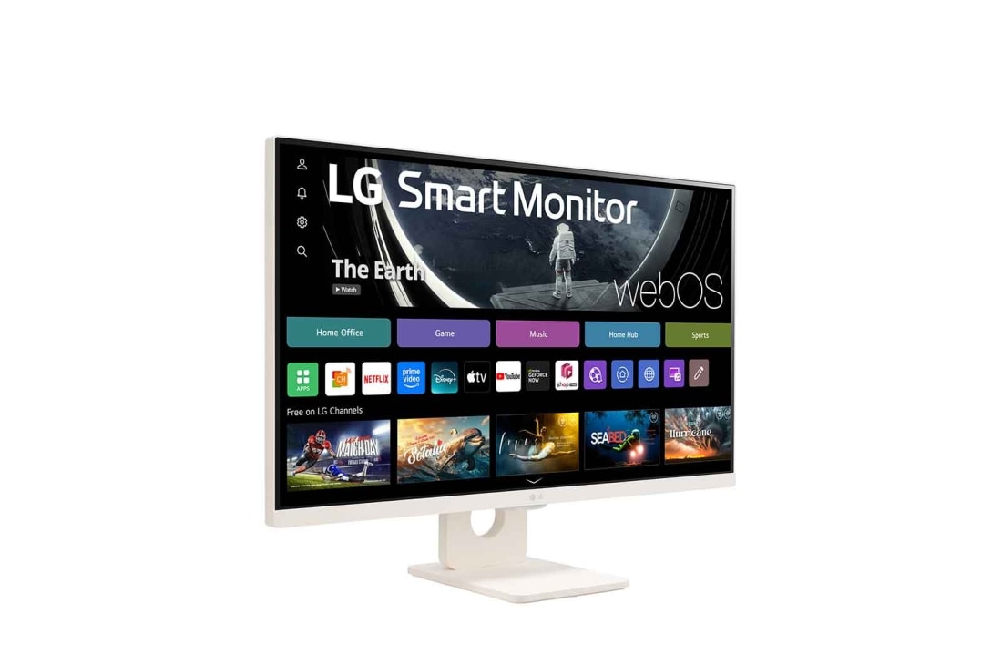 LG מסך חכם LG 27 אינץ' FHD IPS , מסך FHD IPS בגודל 27 אינץ' של LG עם עיצוב דק, לוח בקרה ThinQ ותמיכה ב-Magic Remote, מבט קדמי ב-45 מעלות משמאל, 27U511SA-W, 27U511SA-W, thumbnail 4