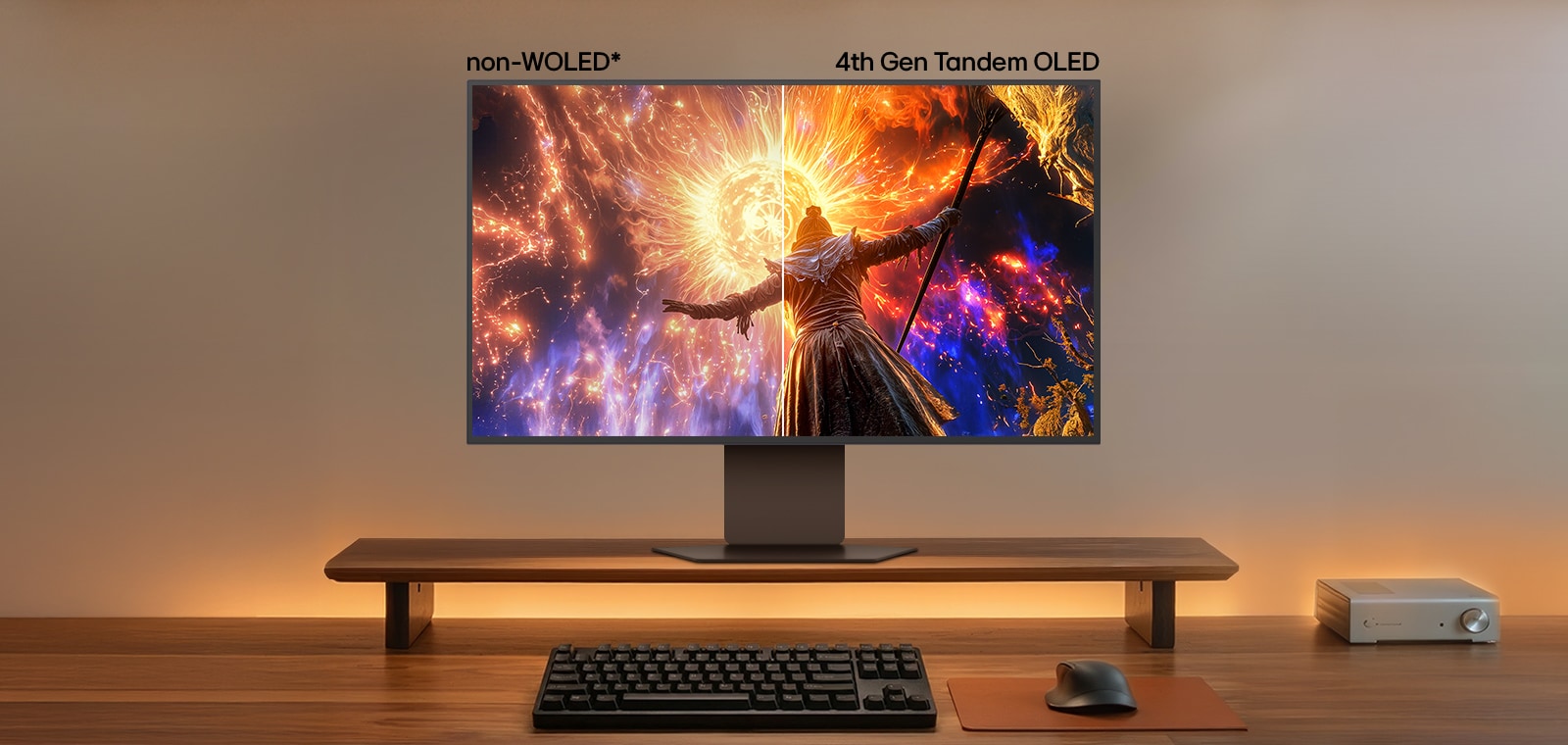 מסך גיימינג UltraGear (32GX870B) עם Tandem OLED דור רביעי מספק שחור וצבעים מושלמים בהשוואה למסךים שאינם WOLED