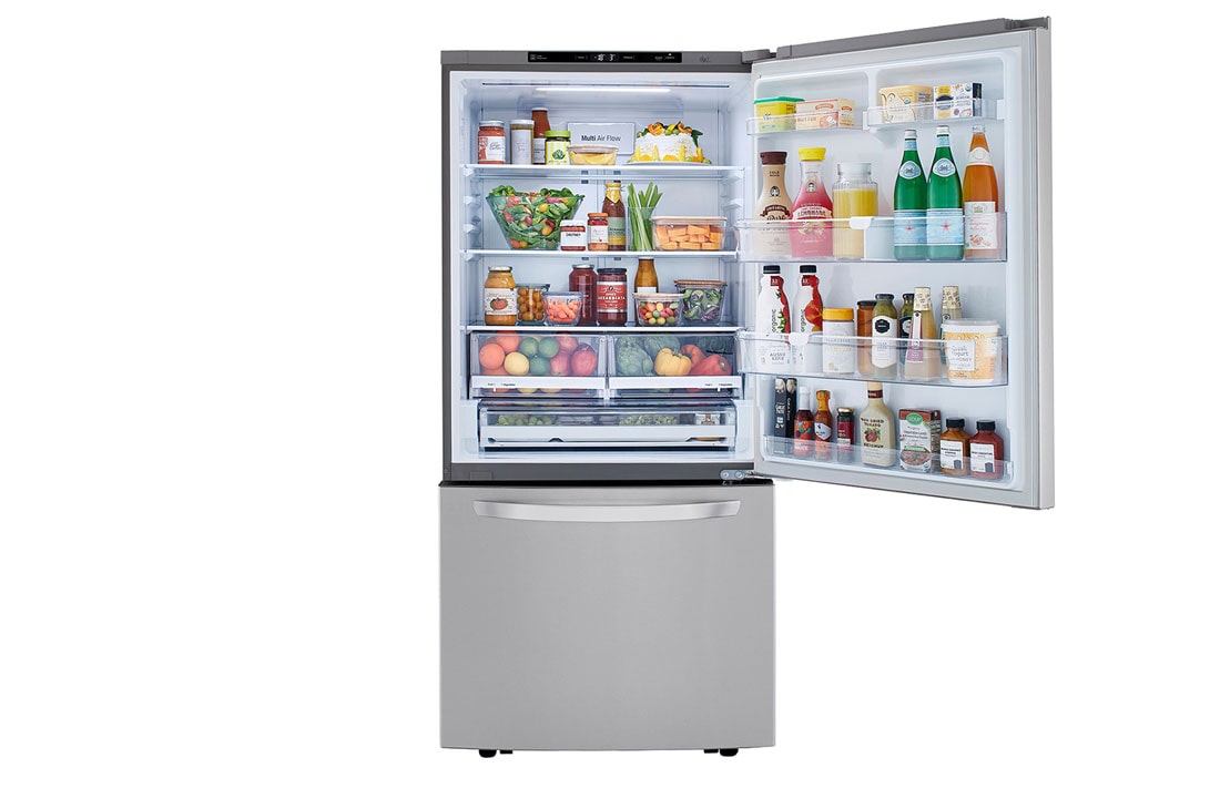 LG מקרר מקפיא תחתון בנפח 720 ליטר, Front top Door open With Food 1, GM-859RSCE, thumbnail 3
